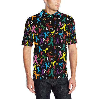 Cancer Awareness Pattern Print Design 03 Men Polo Shirt