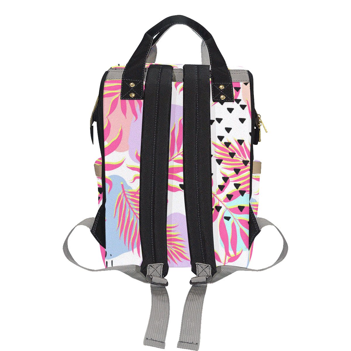 Pink Tropical Palm Leaves Diaper Bag Backpack