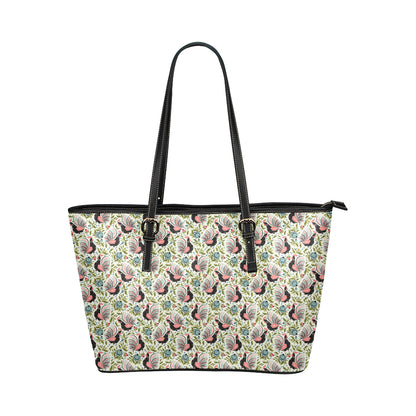 Rooster Print Design Leather Tote Bag