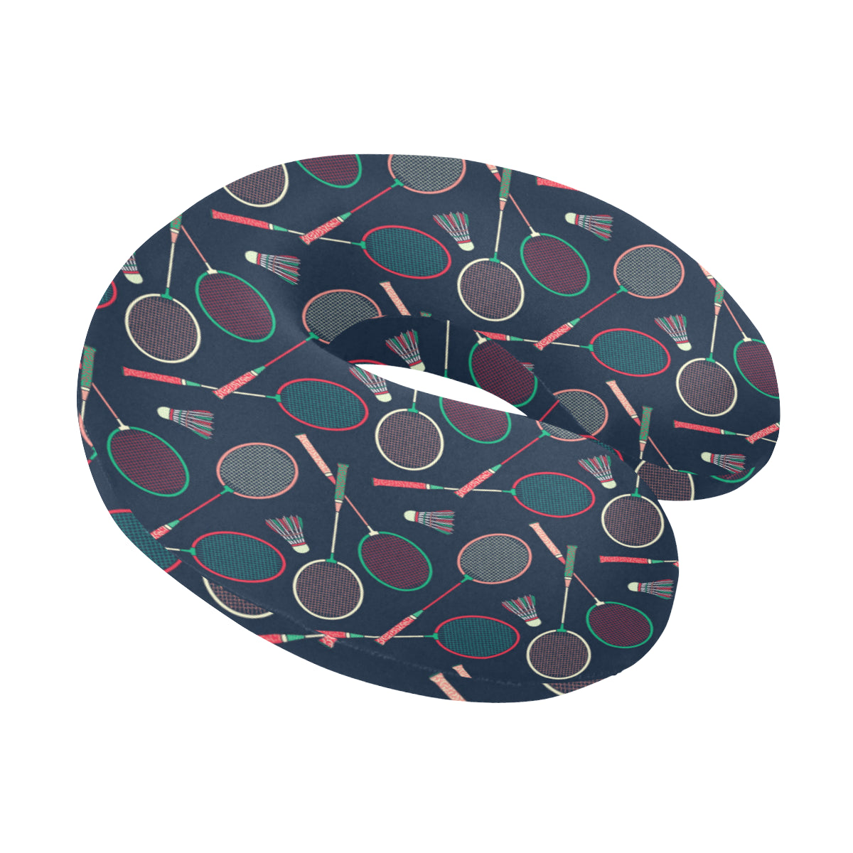Badminton Pattern Print Design 03 U-Shaped Travel Neck Pillow