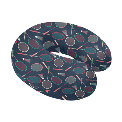 Badminton Pattern Print Design 03 U-Shaped Travel Neck Pillow