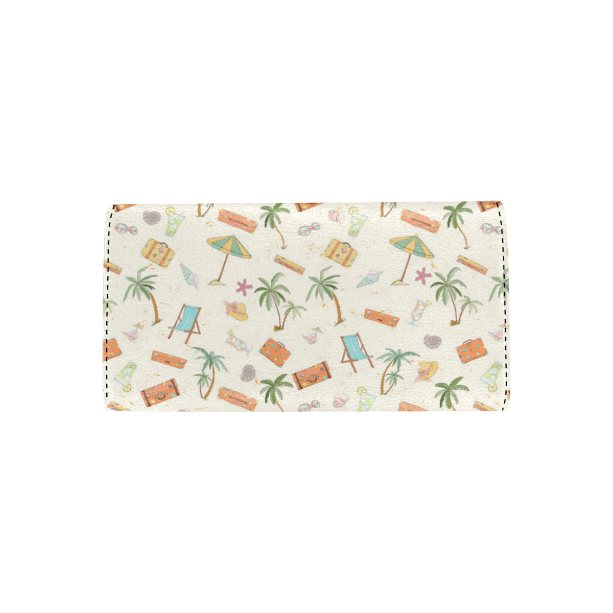 Beach Themed Pattern Print Design 05 Women's Trifold Wallet
