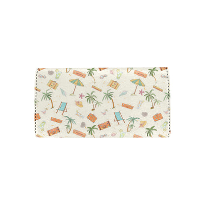 Beach Themed Pattern Print Design 05 Women's Trifold Wallet