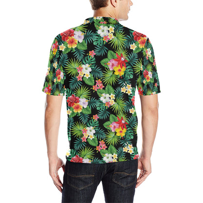 Hibiscus Hawaiian flower tropical Men Polo Shirt