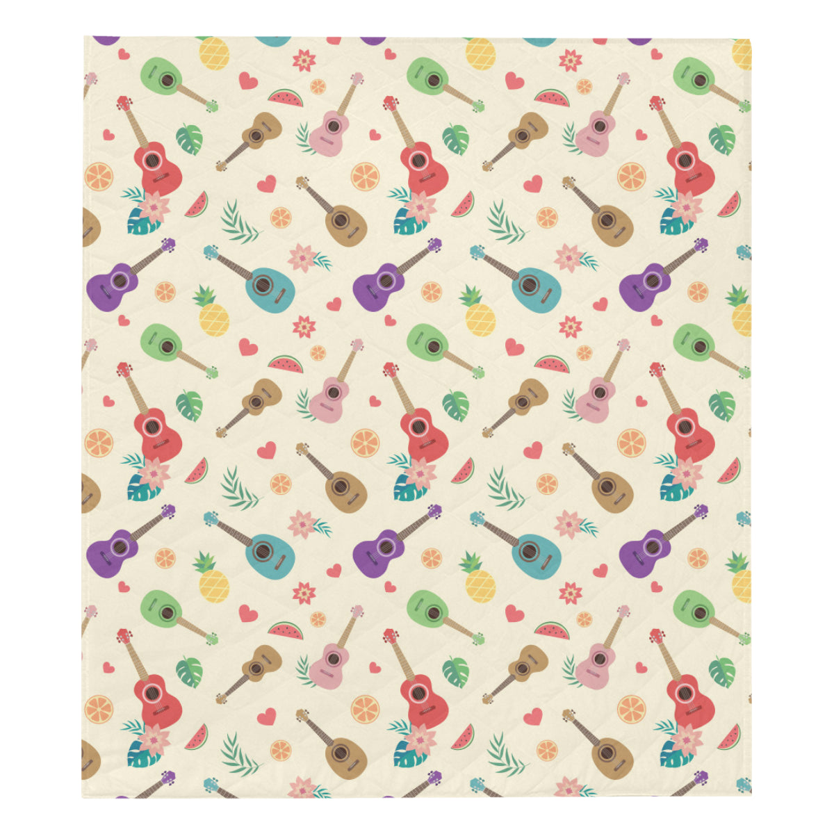 Ukulele Pattern Print Design 01 Premium Quilt