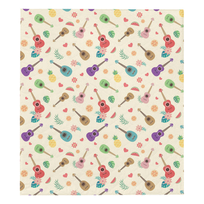 Ukulele Pattern Print Design 01 Premium Quilt