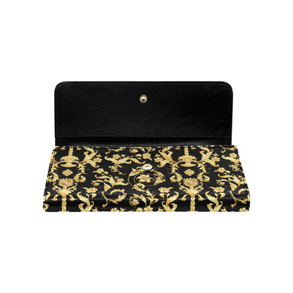 Baroque Golden Pattern Print Design 04 Women's Trifold Wallet