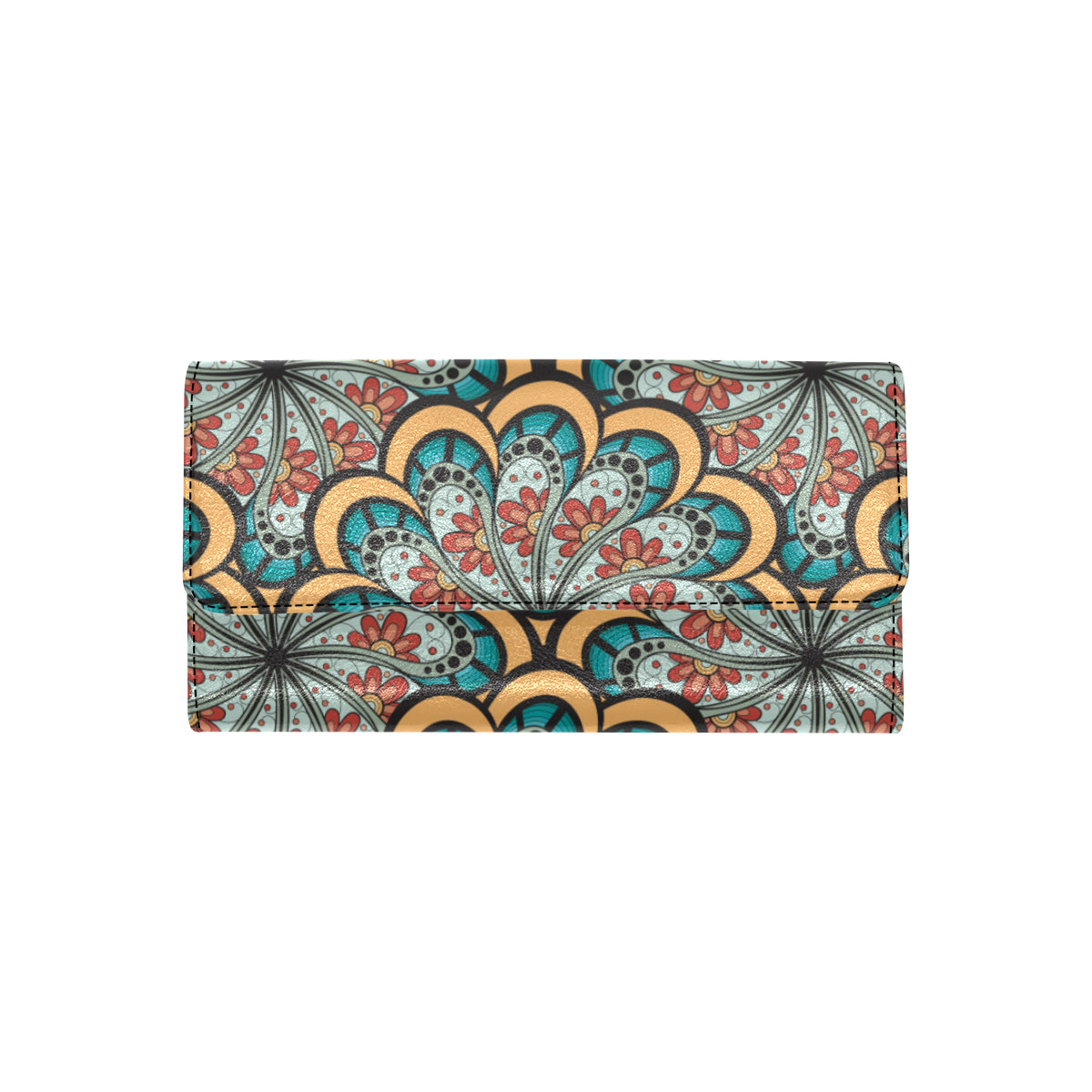 Mandala Pattern Print Design 01 Women's Trifold Wallet