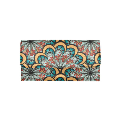 Mandala Pattern Print Design 01 Women's Trifold Wallet