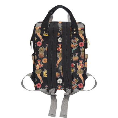 Hula Dancers Hawaiian Style Pattern Print Design 0 Diaper Bag Backpack