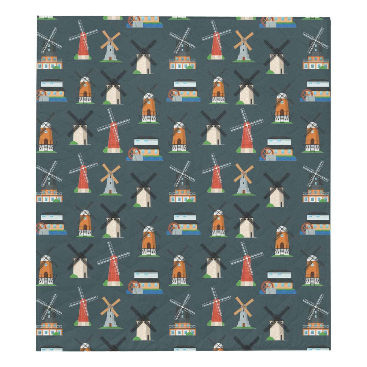 Windmill Pattern Print Design 04 Premium Quilt
