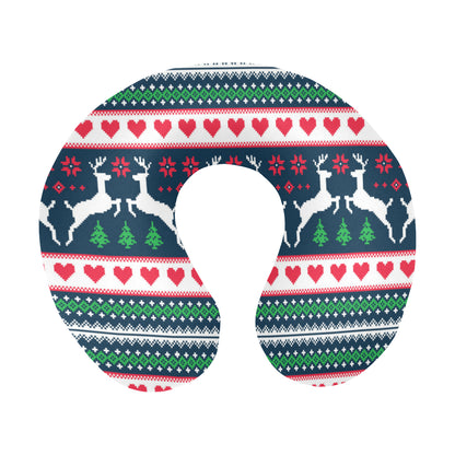 Reindeer Pattern Print Design 03 U-Shaped Travel Neck Pillow