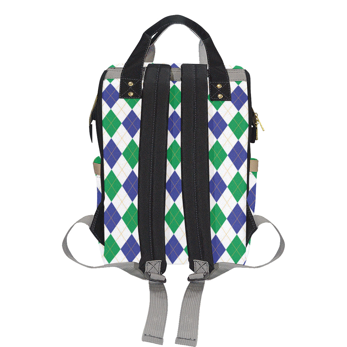 Argyle Green Blue Pattern Print Design 03 Diaper Bag Backpack