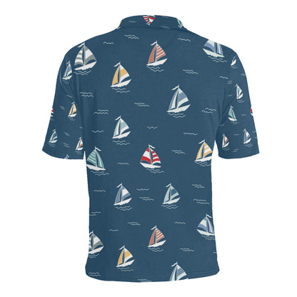 Sailing Ships Pattern Print Design A02 Men Polo Shirt