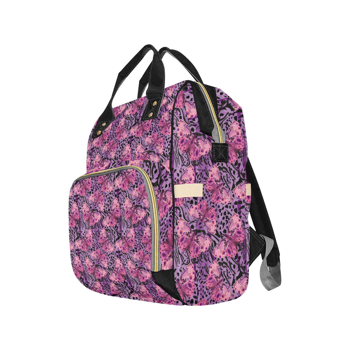 Purple Butterfly Leopard Diaper Bag Backpack