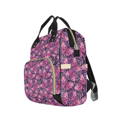 Purple Butterfly Leopard Diaper Bag Backpack