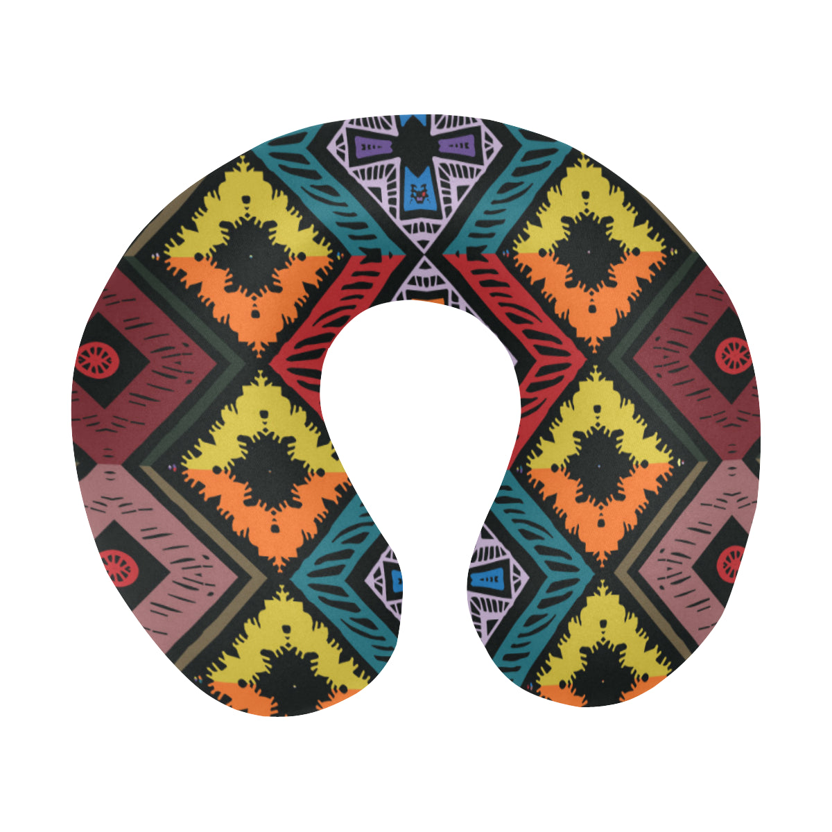 African Pattern Print Design 08 U-Shaped Travel Neck Pillow