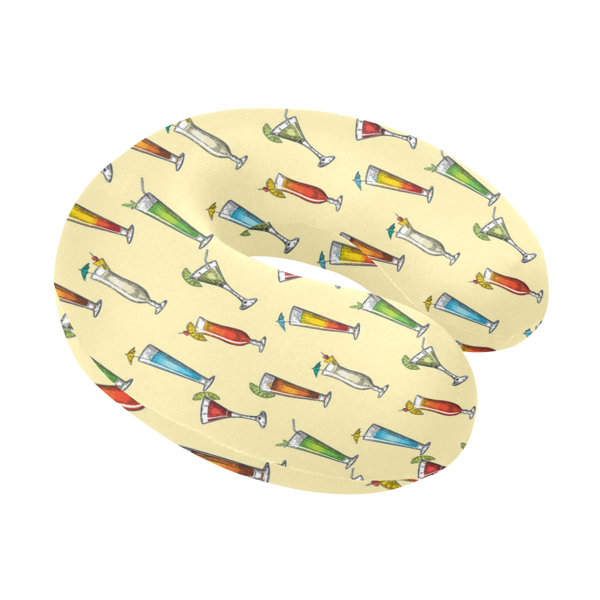 Cocktail Pattern Print Design 02 U-Shaped Travel Neck Pillow