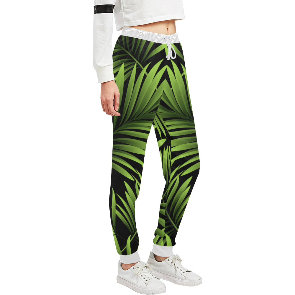 Green Neon Tropical Palm Leaves Unisex Sweatpants