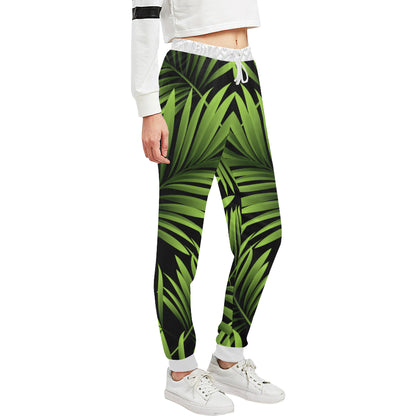 Green Neon Tropical Palm Leaves Unisex Sweatpants