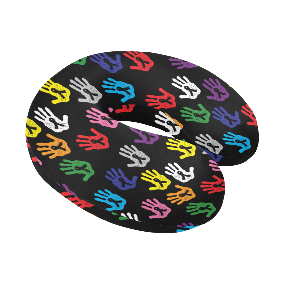 Cancer Awareness Pattern Print Design 04 U-Shaped Travel Neck Pillow