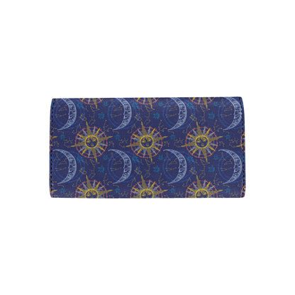 Celestial Moon Sun Pattern Print Design 01 Women's Trifold Wallet