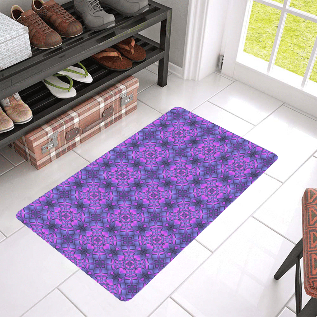 kaleidoscope Pattern Print Design Rubber Doormat