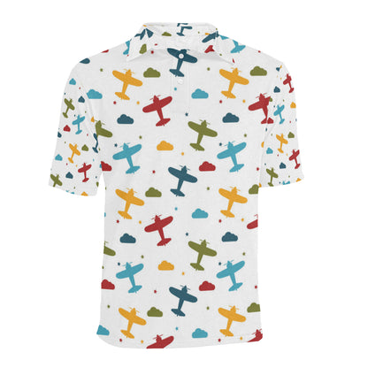 Airplane Pattern Print Design 06 Men Polo Shirt