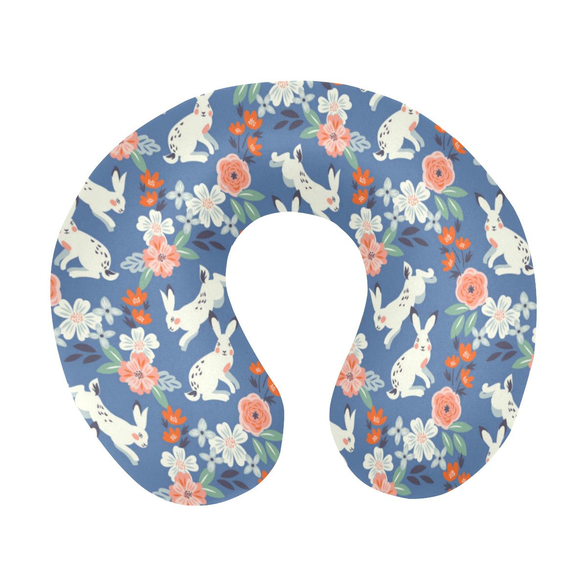 Bunny Pattern Print Design 07 U-Shaped Travel Neck Pillow