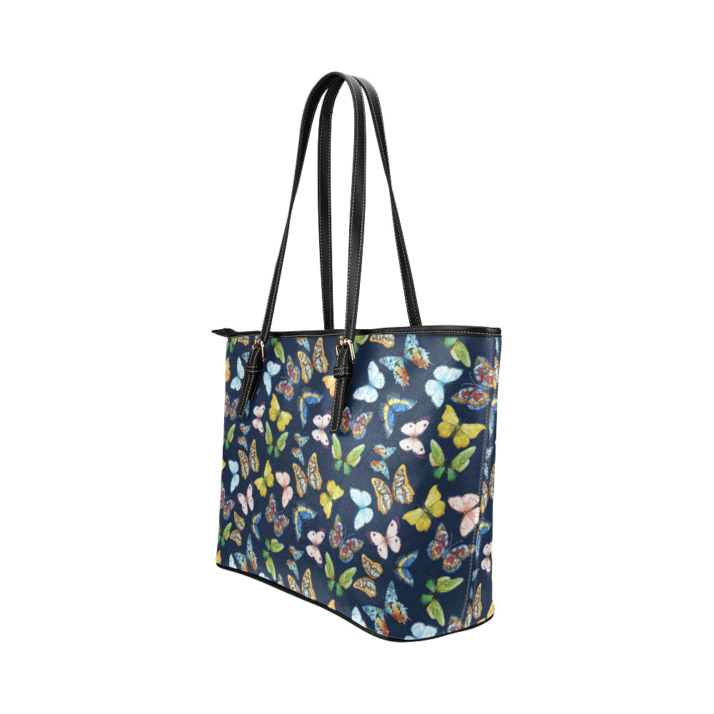 Butterfly Beautiful Print Pattern Leather Tote Bag