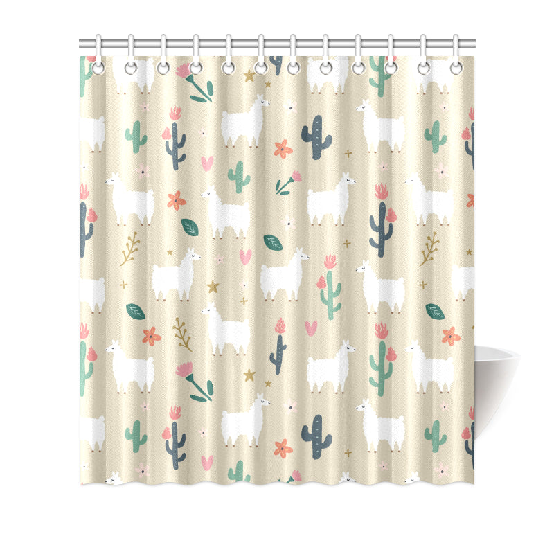 Llama Cactus Pattern Print Design 09 Shower Curtain