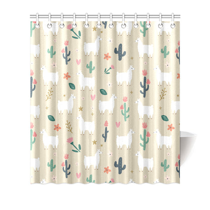 Llama Cactus Pattern Print Design 09 Shower Curtain