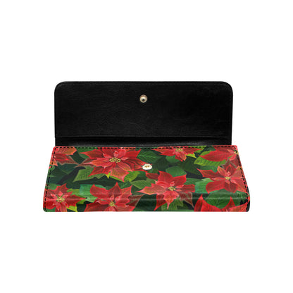 Poinsettia Pattern Print Design POT04 Women's Trifold Wallet