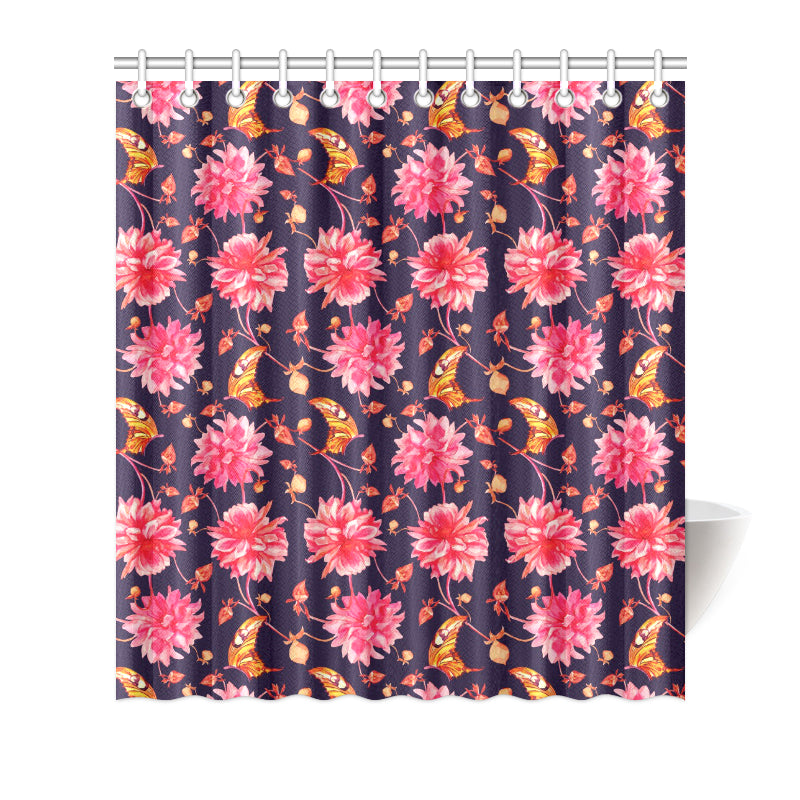 Dahlia Pattern Print Design DH03 Shower Curtain