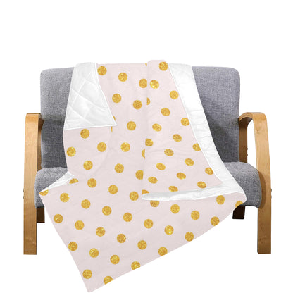 Polka Dot Gold Pink Pattern Print Design 01 Premium Quilt