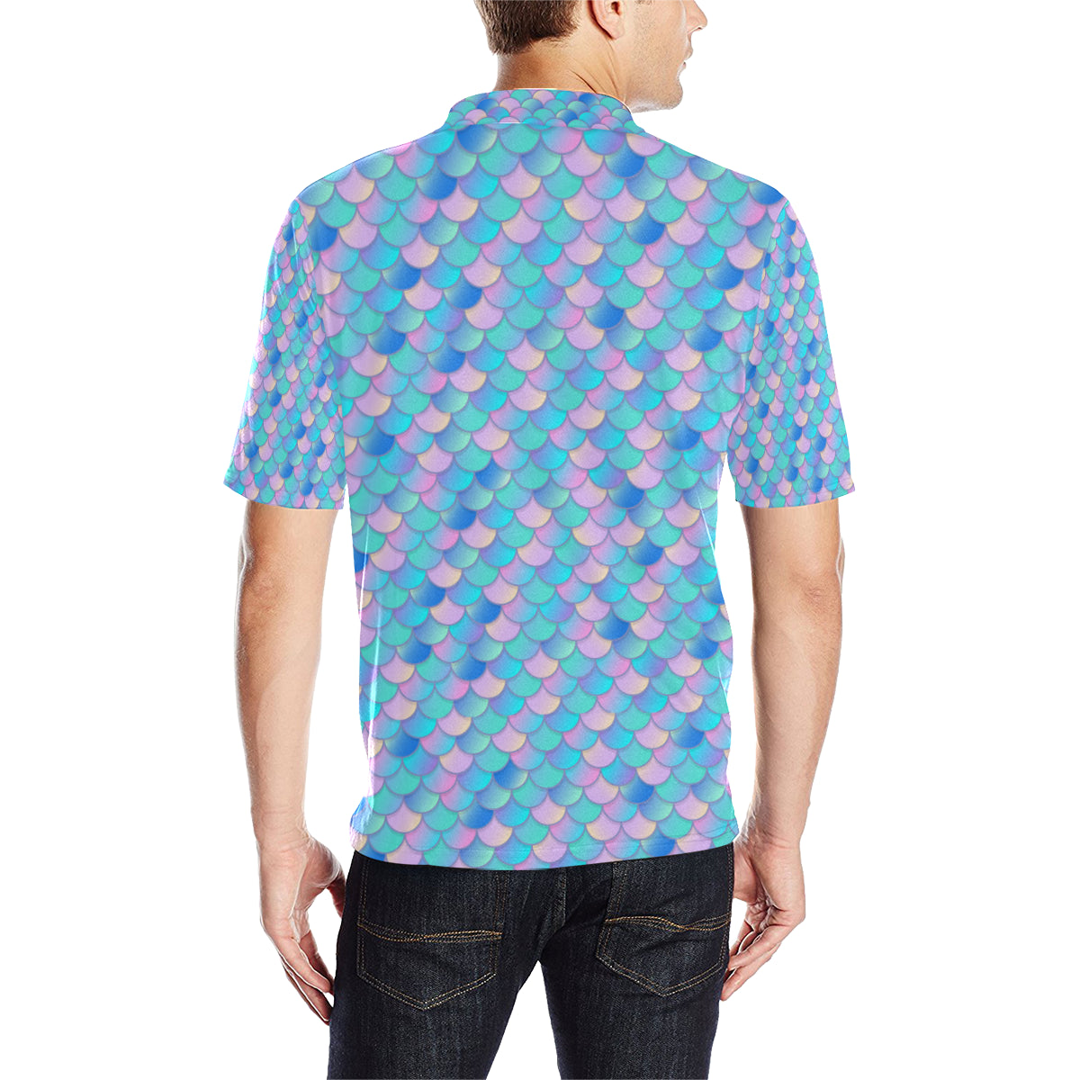 Mermaid Scales Pastel Pattern Print Design 07 Men Polo Shirt
