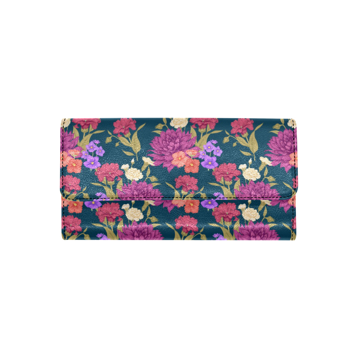 Dahlia Pattern Print Design DH01 Women's Trifold Wallet