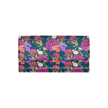 Dahlia Pattern Print Design DH01 Women's Trifold Wallet