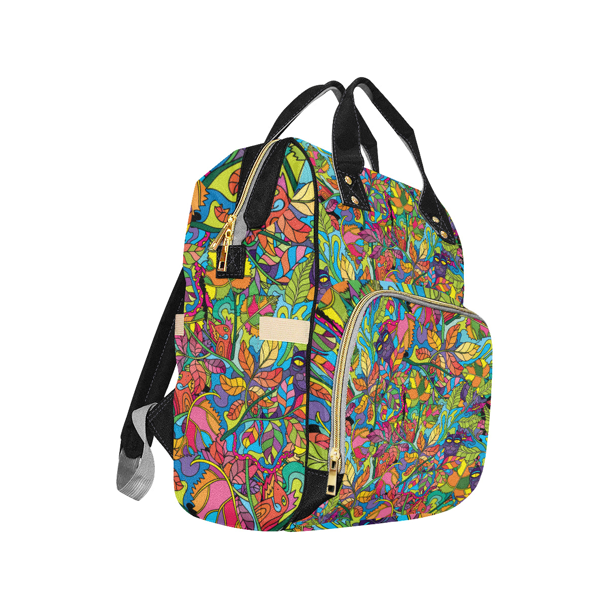 Psychedelic Trippy Flower Print Diaper Bag Backpack