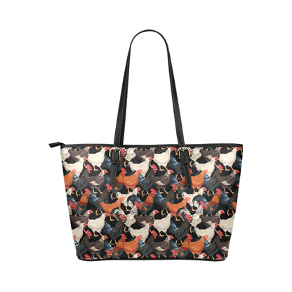 Chicken Print Pattern Leather Tote Bag