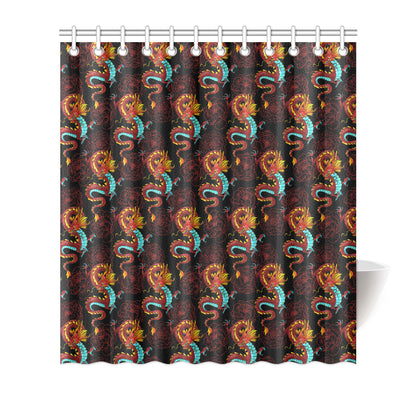 Chinese Dragons and Peonies Design Shower Curtain