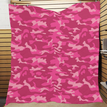 Camo Pink Pattern Print Design 01 Premium Quilt