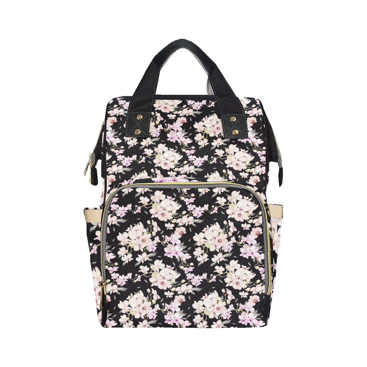 Orchid White Pattern Print Design OR03 Diaper Bag Backpack