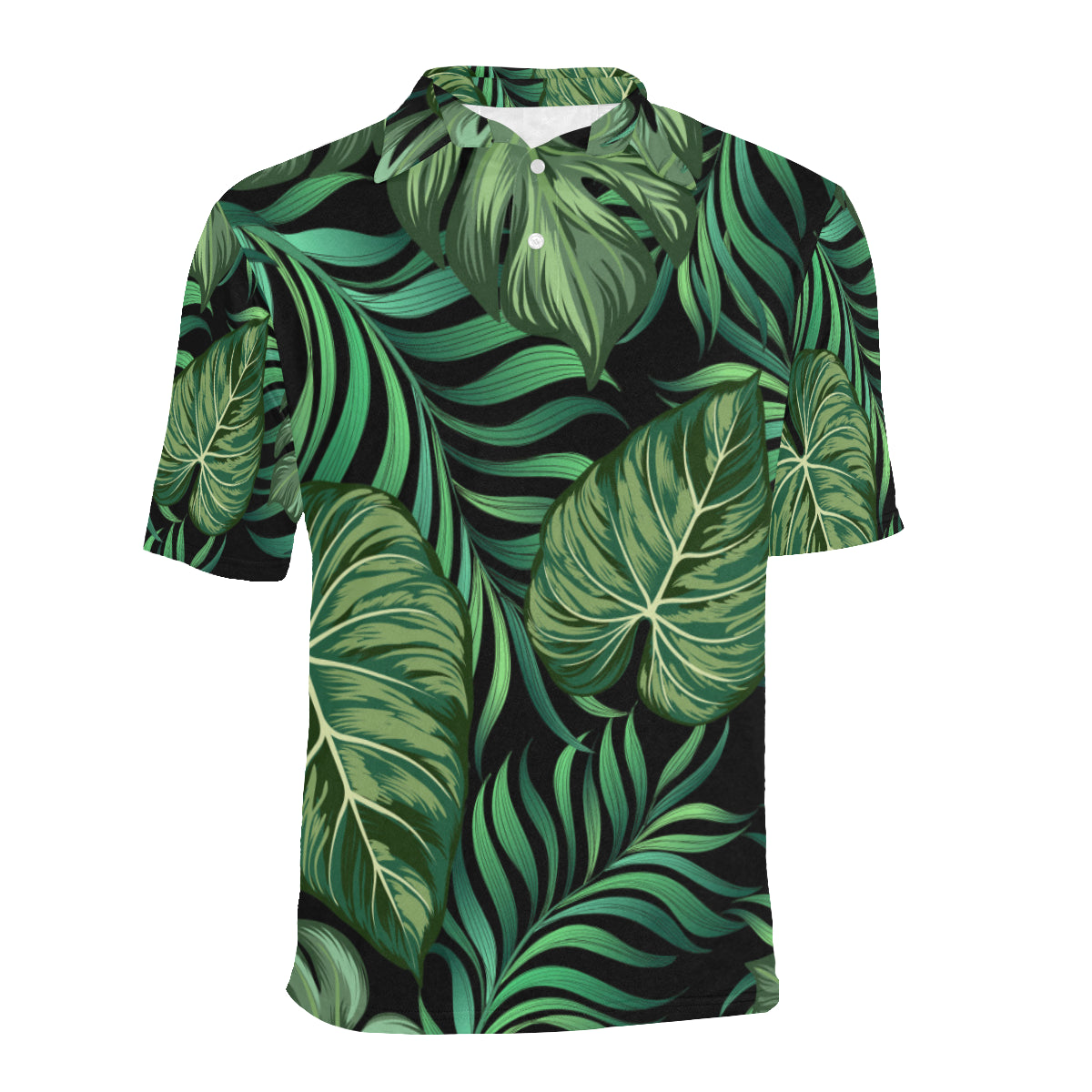 Green Fresh Tropical Palm Leaves Men Polo Shirt