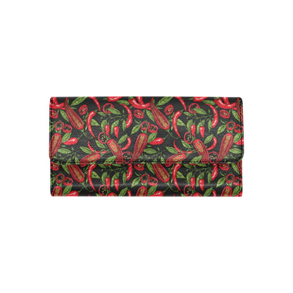 Chilli Pepper Pattern Print Design 02 Women's Trifold Wallet