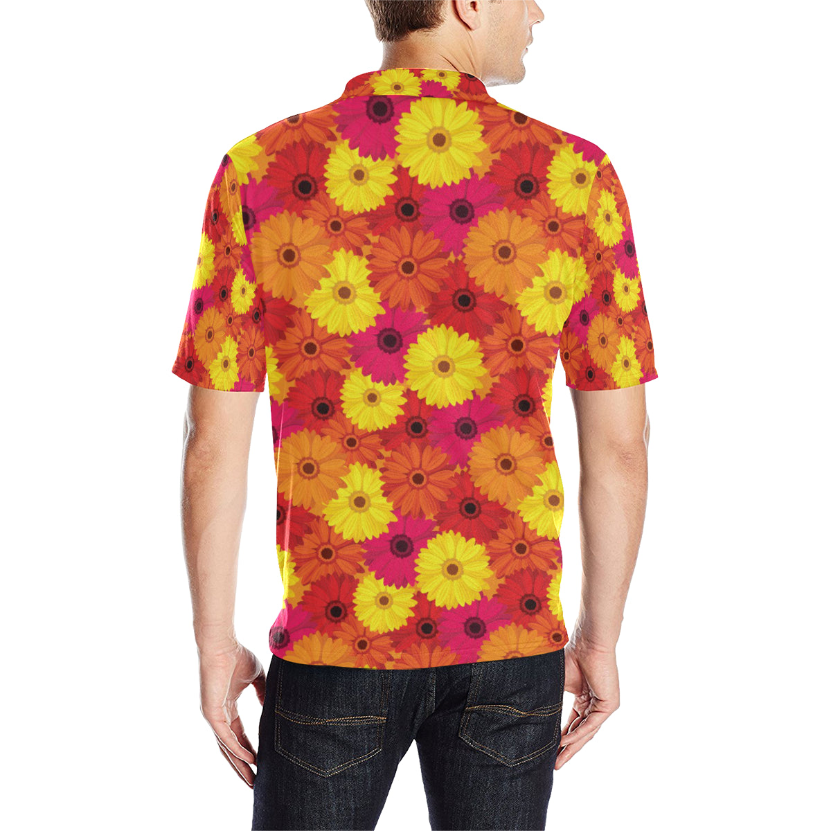 Gerberas Pattern Print Design GB05 Men Polo Shirt