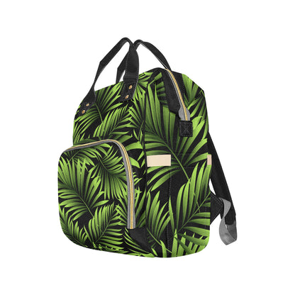 Green Neon Tropical Palm Leaves Diaper Bag Backpack