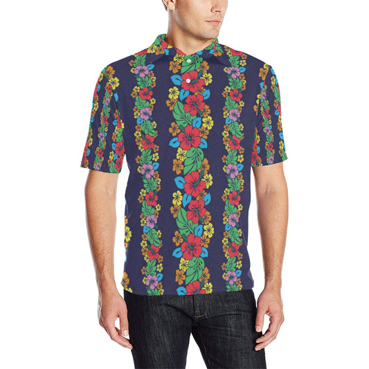 Hawaiian Themed Pattern Print Design H03 Men Polo Shirt