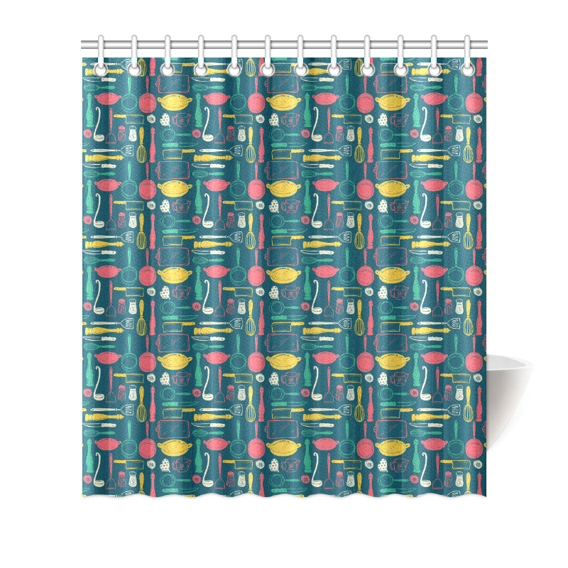 Cooking Kitchen Tools Pattern Print Design 01 Shower Curtain