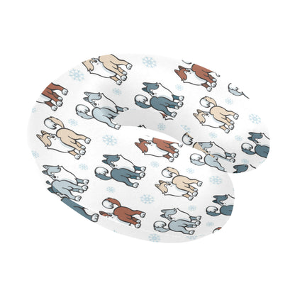 Alaskan Malamute Pattern Print Design 02 U-Shaped Travel Neck Pillow